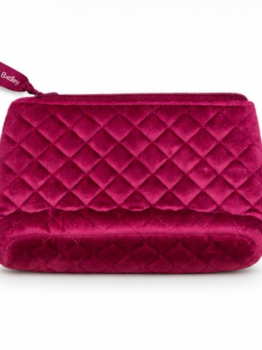 Quilted Velvet Cosmetic Pouch - Magenta